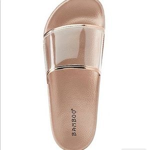 Rose gold Slides w Clear size 9 bamboo